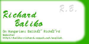 richard baliko business card